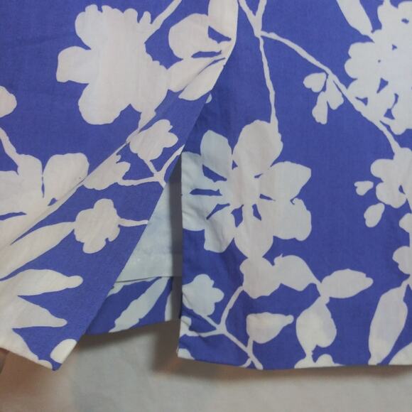 Brooks Brothers”346” Lined Cotton Blue & White Knee Length Floral Skirt Size 16 - Picture 5 of 9